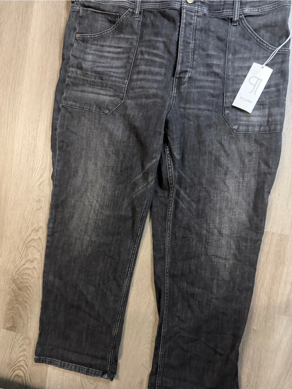 Pilcro Anthropology Black Denim Overall Jumpsuit with Button Front